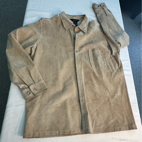 Claiborne Vintage Tan Suede Moleskin Jacket Size Large - Picture 8 of 10